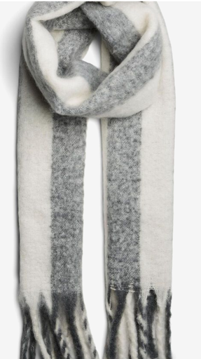 [ECH04] Echarpe Pieces Gris Franges